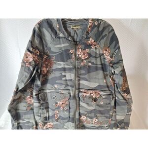 Floral Camo Utility Jacket - Gray with Pink Floral
